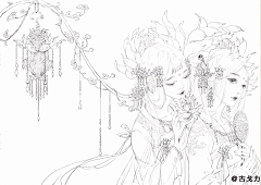 唯美古风《半面妆》插画，有些容颜望一眼就终身思念绘 画 过 程