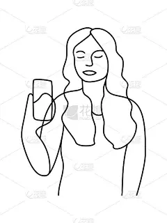 极简主义手绘女性矢量肖像在现代抽象的单线绘画图形风格。装饰版画，墙壁艺术，创意设计社交媒体。时髦的女