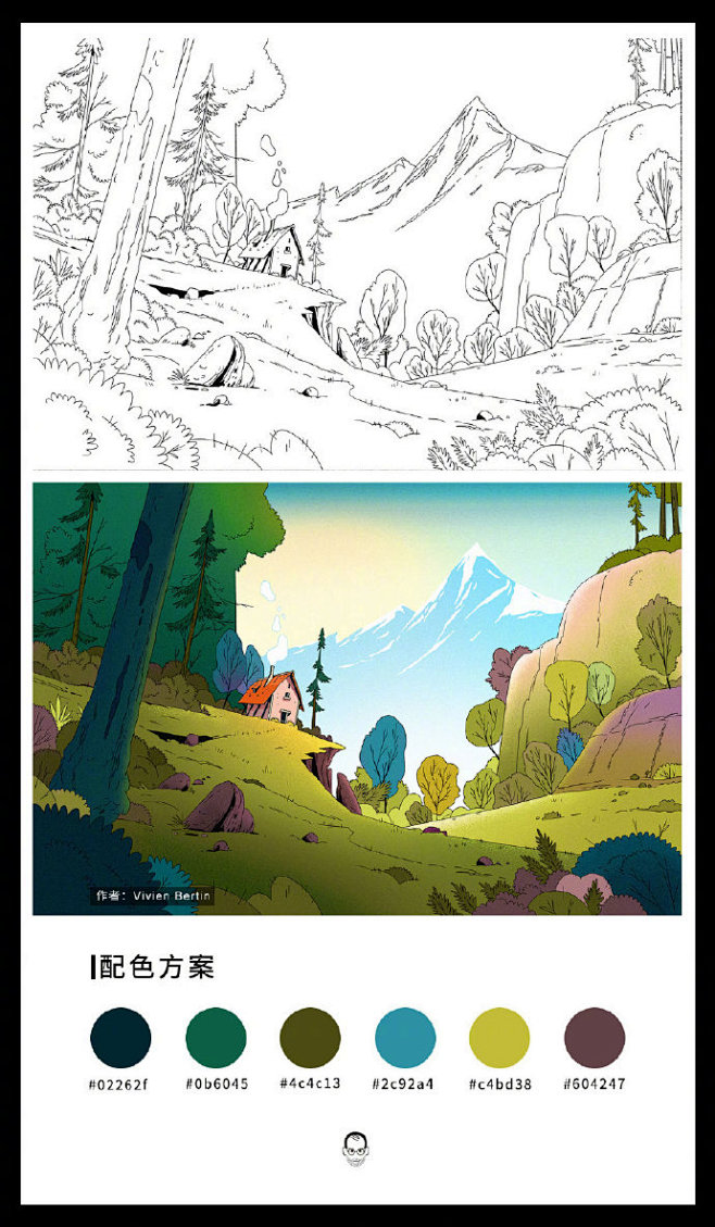一组插画作品参考，从线稿到上色。