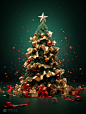 圣诞树圣诞节海报设计高清背景素材Midjourney关键词咒语：