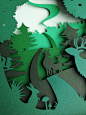 3D paper diorama shadow box Oh Deer van AtelierPerTwee op Etsy