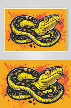 AI数字艺术蛇年漫画风插画