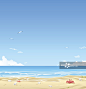 海滩,夏天,蓝色,矢量,绘画插图图片素材