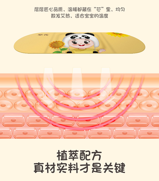 葵花暖宝宝暖贴儿童艾灸暖贴艾草暖贴发热贴...
