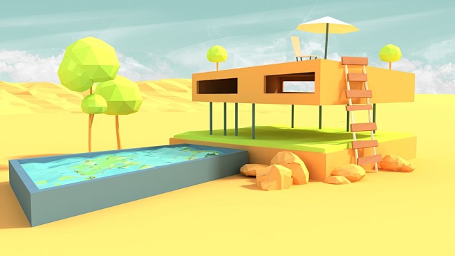 卡通 low poly 低面低多边形lo...