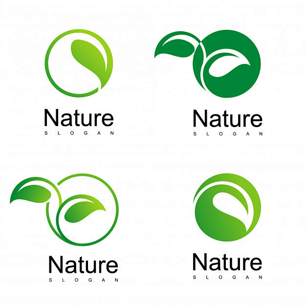 Nature logo set, lea...