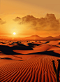 沙漠中夕阳西下风景背景 黄色 背景 设计图片 免费下载 页面网页 平面电商 创意素材