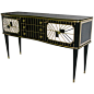 1970s Italian Art Deco Design Black and White Sideboard Highlighted in Bronze www.cosulichinteriors.com: