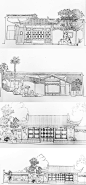 082 中国建筑建构线稿集古代建筑素材参考四合院建筑线稿美术素材-淘宝网