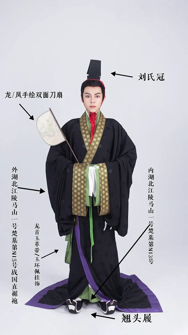 湖北江陵马山一号楚墓第N15号战国直裾袍 @山中竹月 @逸清尘 私人订制 #汉服#战国时期#国风大赏-花瓣网