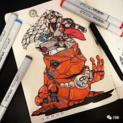 机甲风火影忍者，马克笔画的帅爆了！