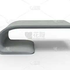3d插图现代办公桌子由混凝土在一个白色的背景