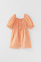 ZARA 夏装新款 童装女童 雏菊印花蝴蝶结饰连体裤 4479626 627-tmall.com天猫