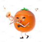 C4D-3D拟人音乐节水果元素-橘子