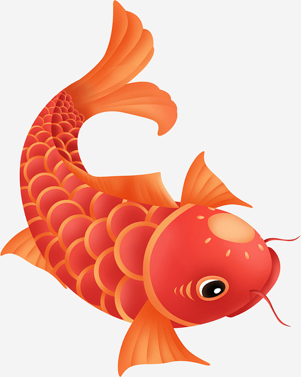国潮手绘红色锦鲤