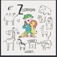 人物教育职业线稿卡通可爱手绘线描简笔画儿童 EPS矢量设计素材-淘宝网