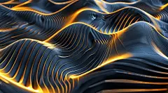 点击来源直接获取大图文件 |壁纸 波浪状液体 黑金色蓝色表面 宏观视角