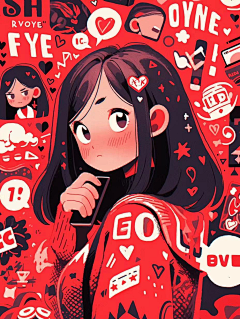 栗子Liii采集到手绘-现代小姐姐