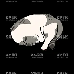 睡觉猫咪  - 源文件下载【酷图网】猫咪,睡觉的,透明底,黑白猫咪,英短