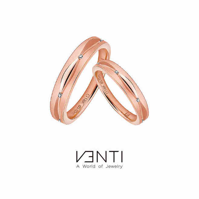VENTI/梵迪18K金玫瑰金镶钻戒指 ...