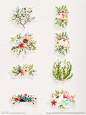 手绘水彩鲜花卡通透明素材合集