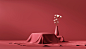abstract-still-life-elegance-red-podium-platform-product-showcase-with-curtain-3d-rendering