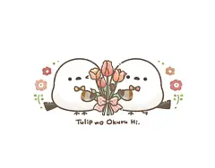 Photo by なかさん on January 30, 2025. 可能是包含下列内容的涂鸦：企鹅、满天星和上面的文字是“Tulip wo OKиpa H;.”.