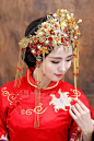 水舞新娘 中式头饰套件金色流苏旗袍配饰凤冠秀禾服汉服 玉麒麟-tmall.com天猫