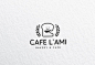 单线体图形 咖啡店 面包片logo