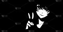 高解析度桌面背景下的黑白动漫可爱女孩/变性人漫画风格简约主义