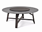 Marble and oak round table with rotating tray CONTROVENTO by FORMER