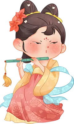 古典中国风娃娃-唐代舞女吹笛子