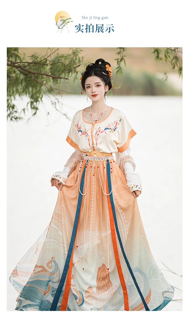 花槿轩原创山海有鹿唐制汉服女中国风敦煌飞天坦领半臂春季款正品-淘宝网-花瓣网