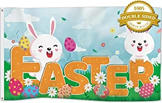 Aukuoy Happy Easter Garden Flag 12x18 Inch Double Sided Easter Decorations Outdoor