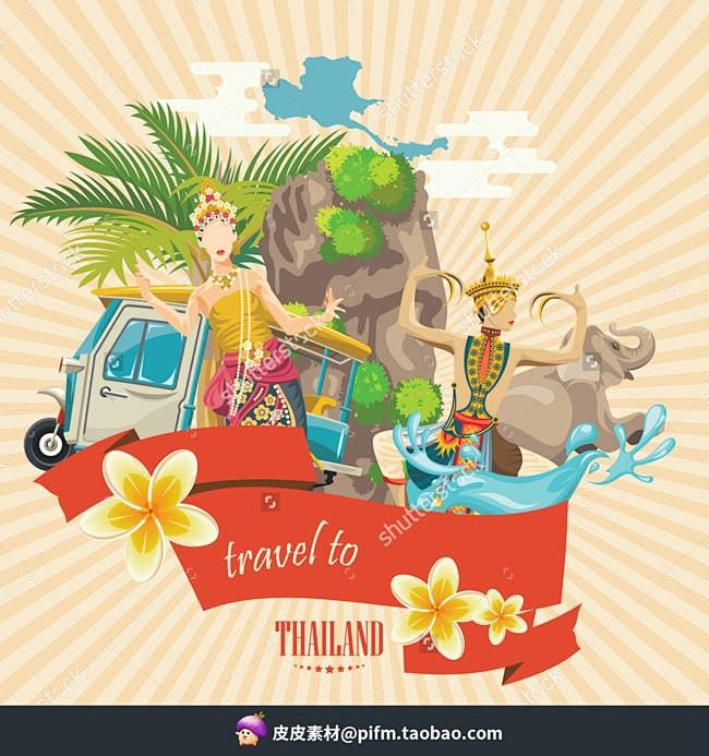 泰国旅游景观元素风景海报设计素材