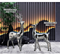 仿真动物镜面不锈钢梅花鹿摆件雕塑户外园林花园庭院大型装饰定制-淘宝网