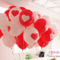 红色爱心12寸韩国印花乳胶气球 出口欧美 创意新年婚礼用品的图片