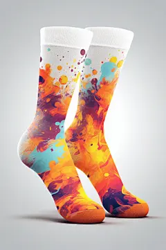 AI数字艺术炫彩潮流休闲运动袜摄影图片