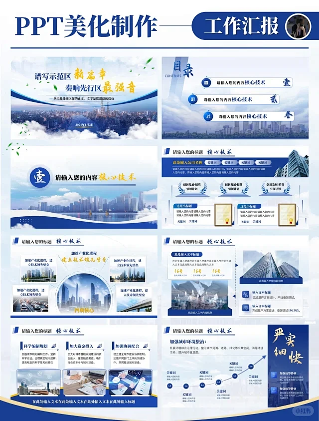 高端PPT美化制作 大气蓝色工作汇报PPT - 小红书