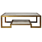 bronze and marble coffee table with two shelves - france c1970