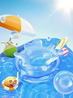 千图网夏天海边插画
