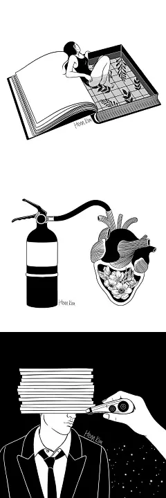 来自韩国的插画设计师 Henn Kim 总能将男女恋爱中的那些小心思表现的淋漓尽致，让人印象深刻￿69b7d63agw1f5trzo2t66j20k01o044y