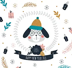 可爱小狗头像贺卡矢量素材