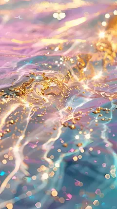 壁纸|粉蓝流金壁纸，流水生财 - 小红书