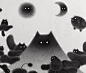 A Furry Utopia is Overrun with Delicately Rendered Cats in Kamwei Fong's New Illustration : According to long-held superstitions, a horde of black cats certainly indicates impending misfortune, but for Kamwei Fong, a mass of the furry creatures is actuall