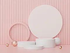 C4D风立体建模粉色情人节电商展台商品展示场景海报主图背景