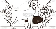 可爱的,狗,叶子,纯种犬,模板,哈巴狗,动物,毛绒玩具,拉布拉多犬,剪影
