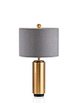 最灯饰7月新品现代美式创意圆柱轴金属高端设计卧室客厅布罩台灯