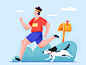 Get Moving play exercise fresh park jogging outdoor mailbox health healthy run sport moving man animal dog character boy uran illustration affinity designer