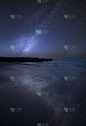 充满活力的银河合成图像在空旷的海滩景观夏季景观